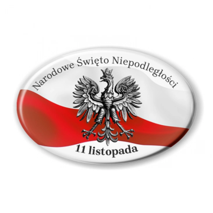 przypinka elipsa Narodowe Święto Niepodległości orzeł z flagą