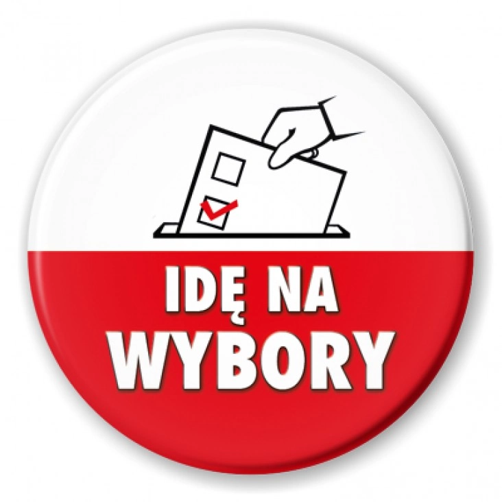 przypinka Idę na wybory Urna na głosy