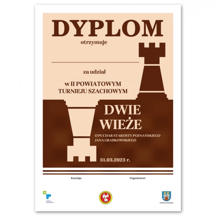 dyplom II Powiatowy Turniej Szachowy Dwie Wieże ZSP Napachanie