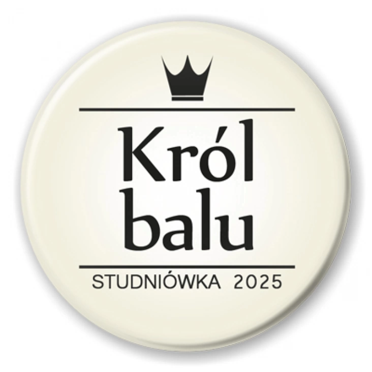 przypinka Król Balu z koroną studniówka