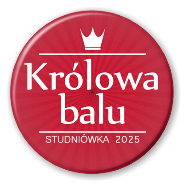 przypinka Królowa Balu z białą koroną czerwona