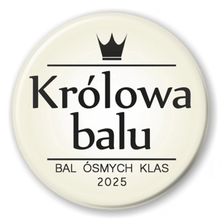 przypinka Królowa Balu Ósmych Klas beżowa