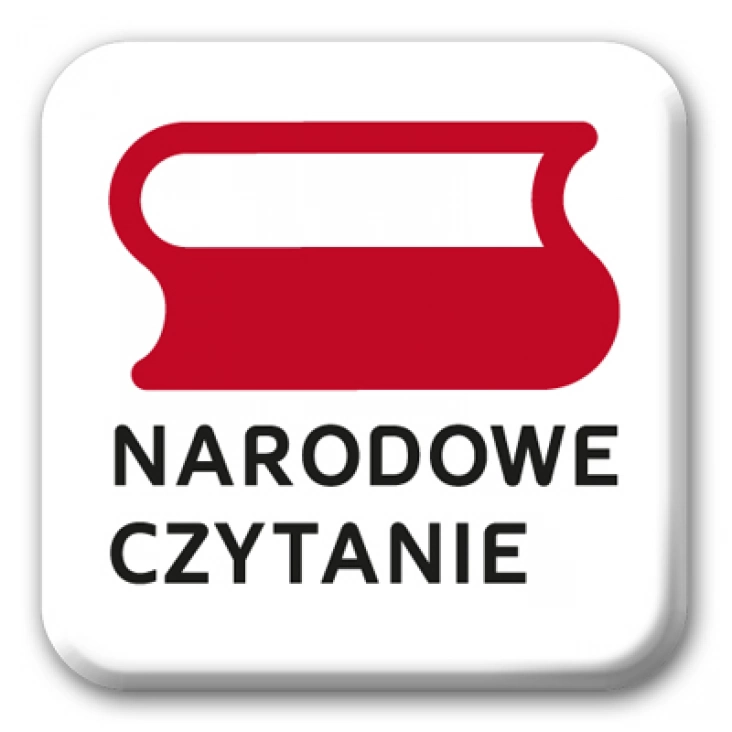 przypinka kwadrat Narodowe Czytanie logo