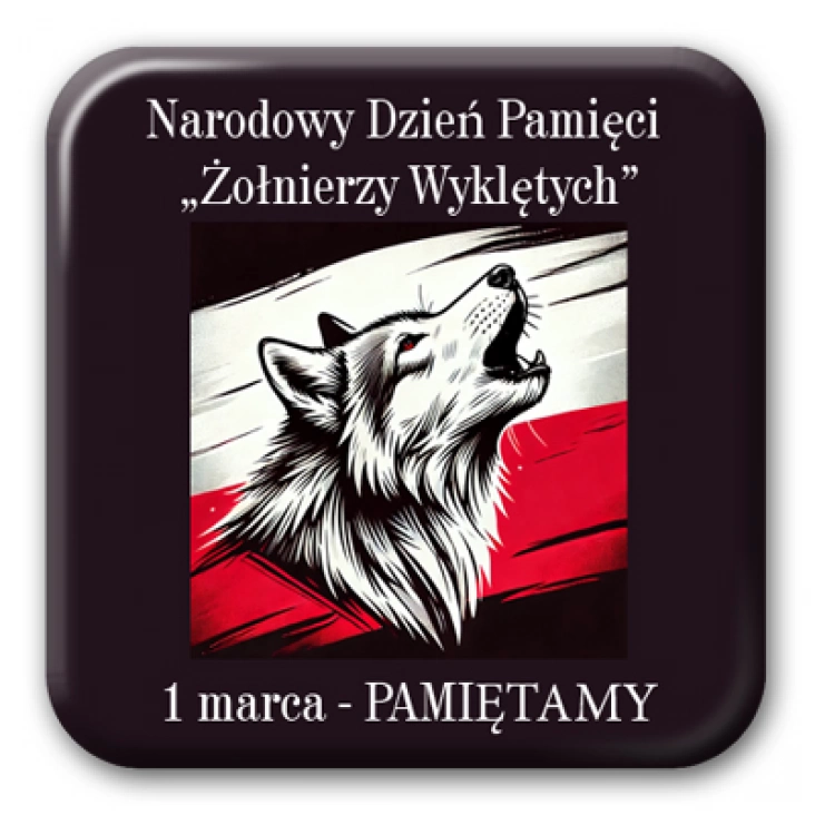 przypinka kwadrat Pamiętamy Dzień Żołnierzy Wyklętych
