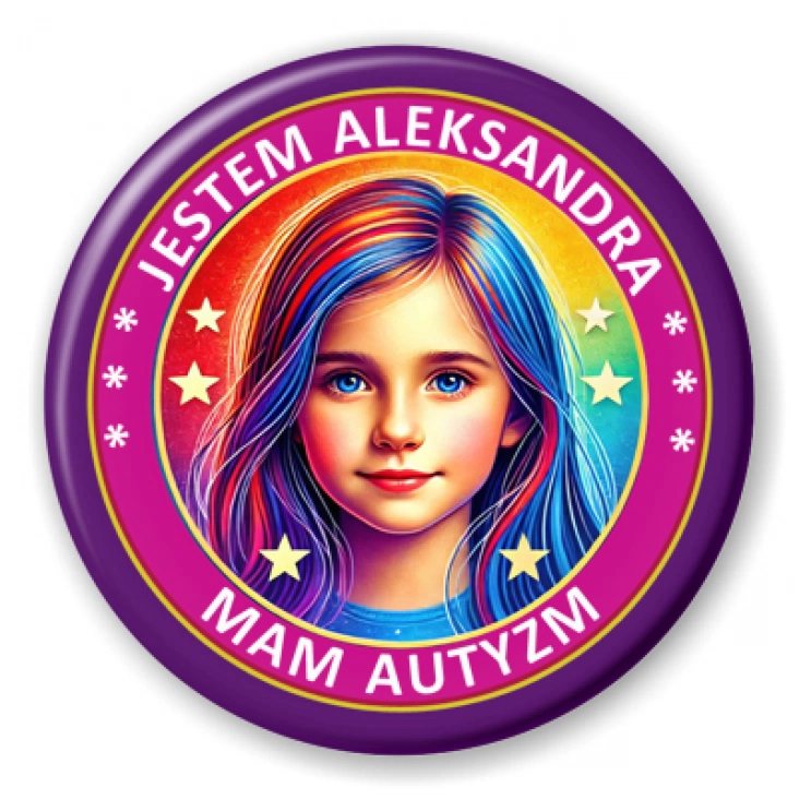 przypinka Mam autyzm dziewczynka z imieniem