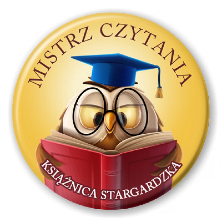 przypinka Mistrz czytania - Książnica Stargardzka