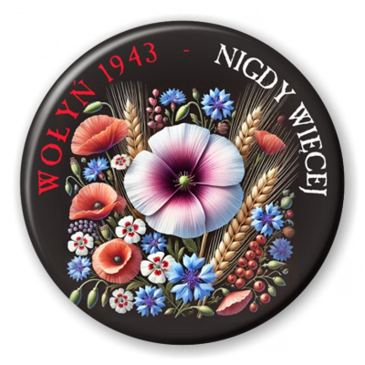 przypinka Nigdy więcej Wołyń 1943