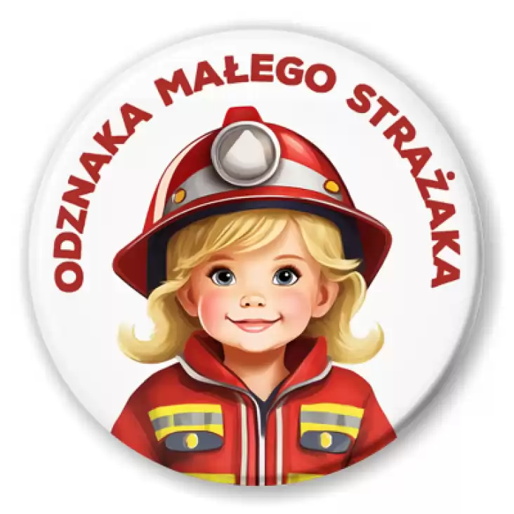 przypinka Odznaka Małego Strażaka dziewczynka strażak