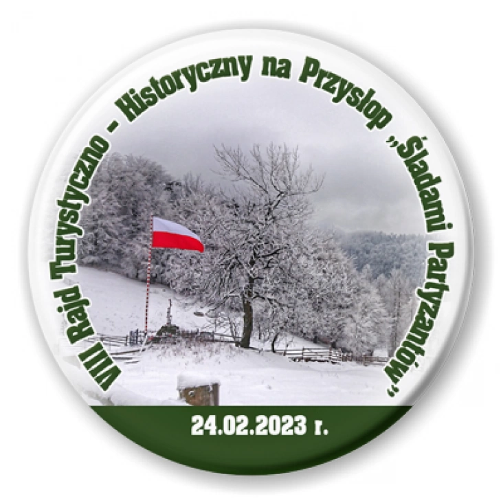 przypinka Ósmy Rajd Turystyczno-Historyczny 2023