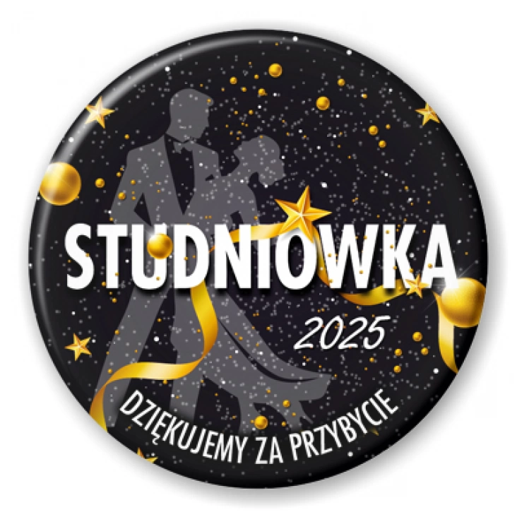 przypinka Podziękowanie dla gości Studniówka para tańcząca wśród gwiazd