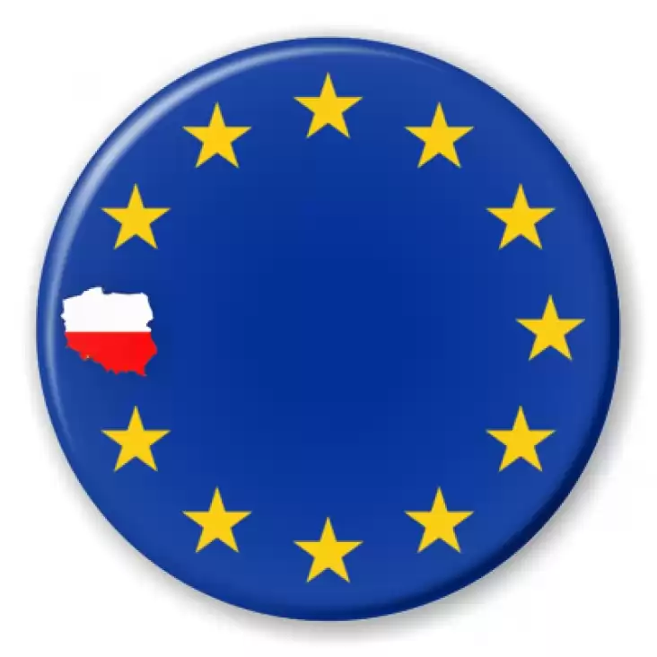 przypinka Polska jako gwiazdka Unii Europejskiej
