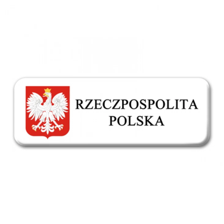 przypinka prostokąt Rzeczpospolita Polska z godłem