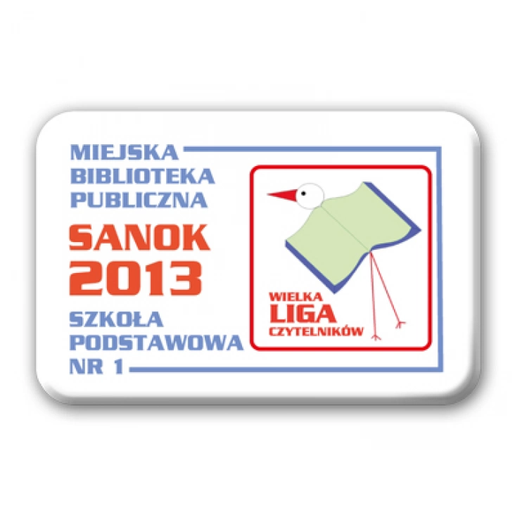 przypinka prostokąt Wielka Liga Czytelników 2013