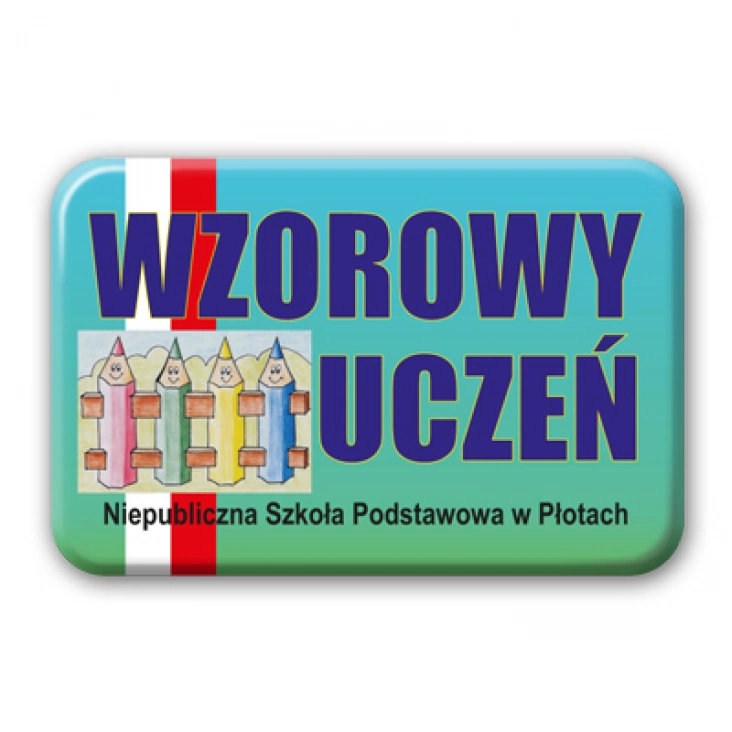 przypinka prostokąt Wzorowy Uczeń