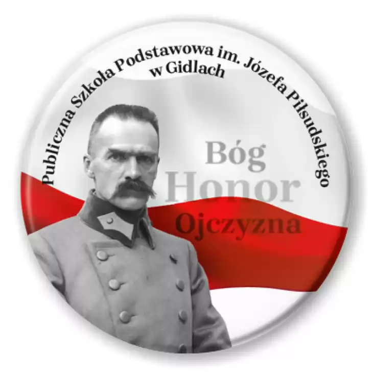 przypinka Publiczna Szkoła Podstawowa im. Józefa Piłsudskiego w Gidlach