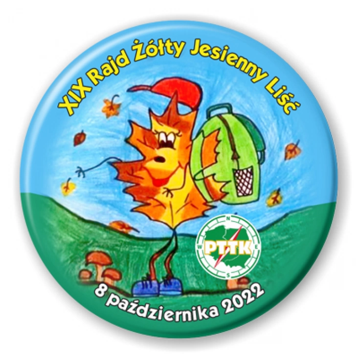 przypinka Rajd Żółty Jesienny Liść PTTK Ziemi Łęczyckiej