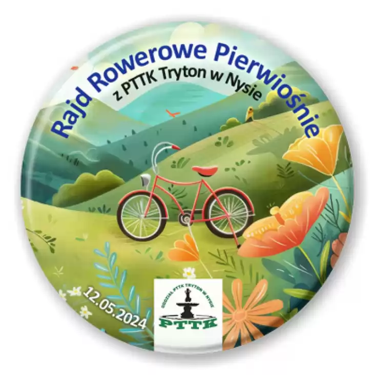 przypinka Rowerowe Pierwiośnie – Rozpoczęcie Sezonu Rowerowego 2024