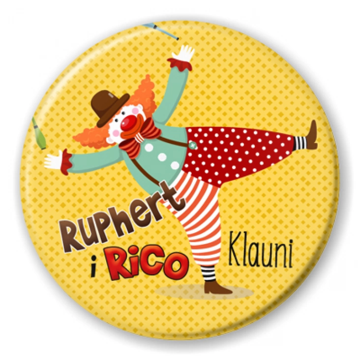 przypinka Ruphert i Rico Klauni retro