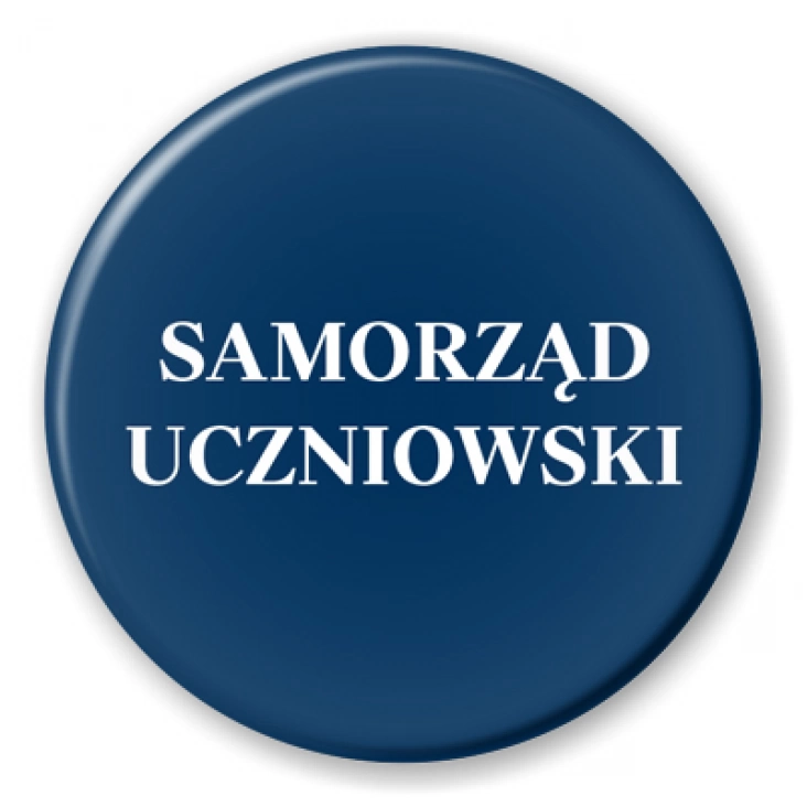 przypinka Samorząd Uczniowski na niebieskim tle