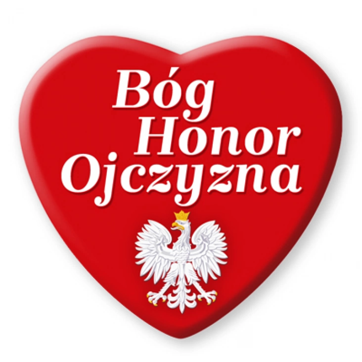 przypinka serce Bóg Honor Ojczyzna z orłem