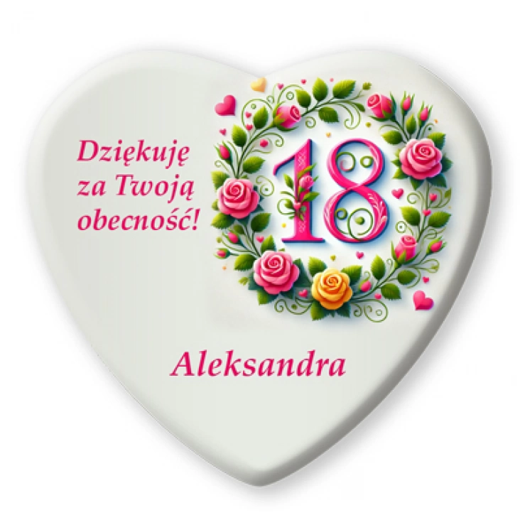 przypinka serce Podziękowanie dla gości 18-tka dziewczyny