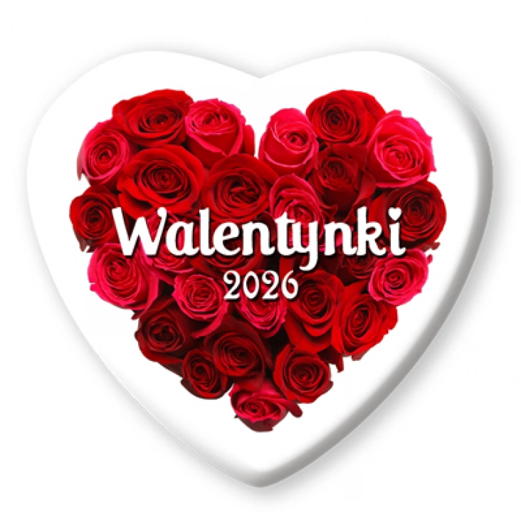 przypinka serce Walentynki czerwone róże serce