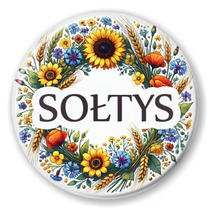 przypinka Sołtys polskie kwiaty polne
