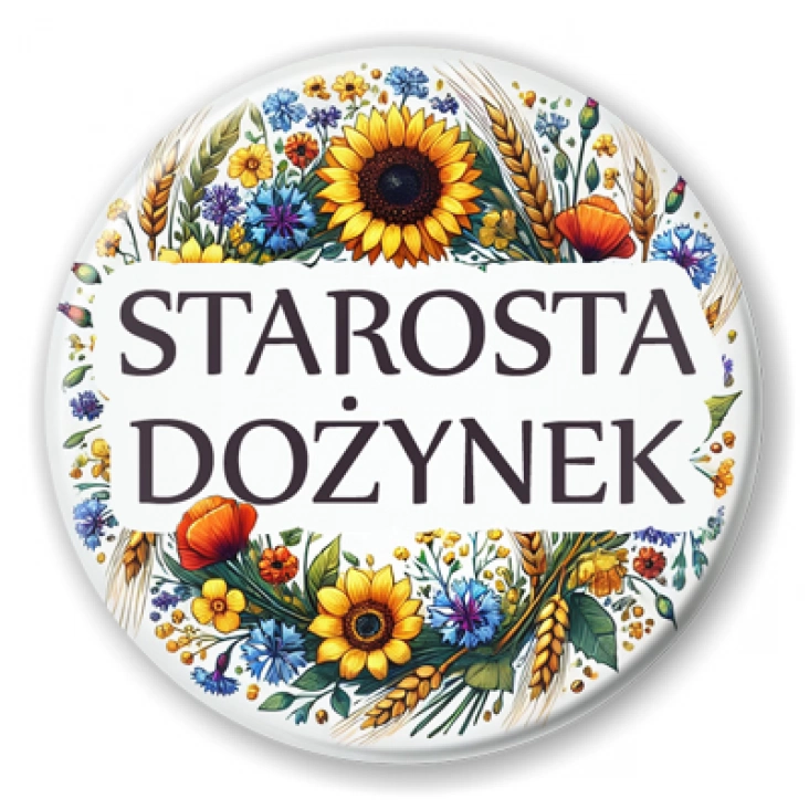 przypinka Starosta dożynek kwiaty polne