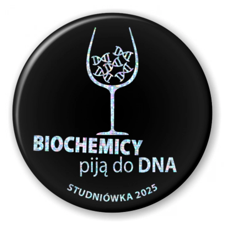 przypinka brokat Studniówka brokatowa biochemicy czarna