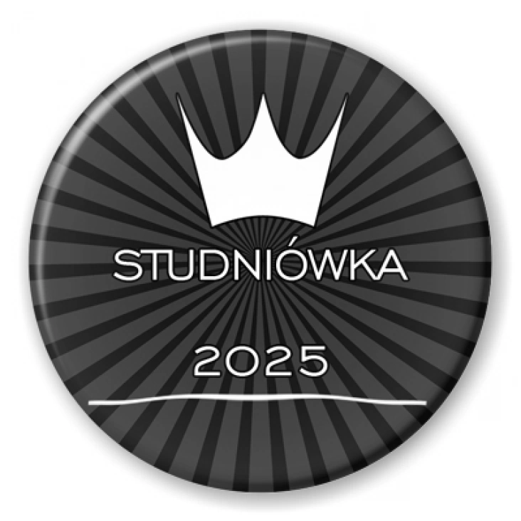 przypinka Studniówka czarno-biała z koroną