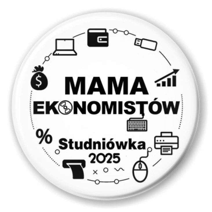 Studniówka Mama ekonomistów na białym tle