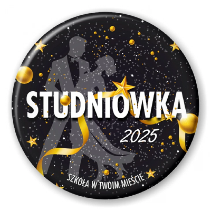 przypinka Studniówka para tańcząca wśród gwiazd