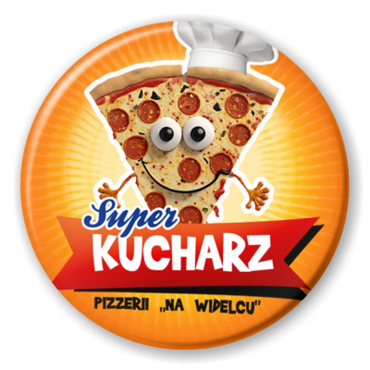 przypinka Super Kucharz Pizzerii na Widelcu