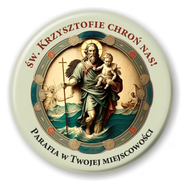 przypinka Św. Krzysztofie chroń nas