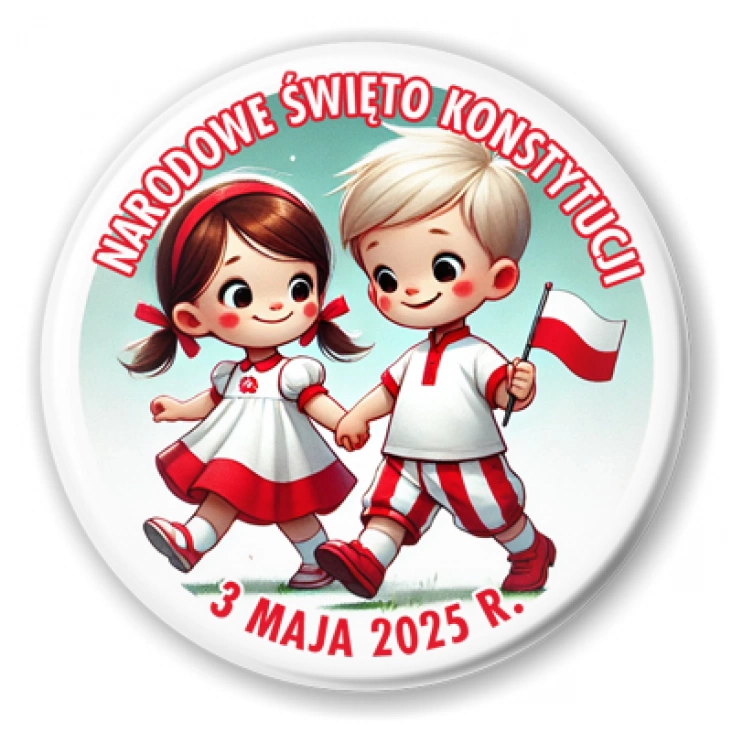 przypinka Święto Konstytucji 3 Maja dziewczynka i chłopiec