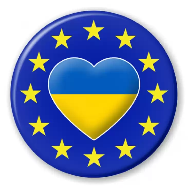 przypinka Ukraina w gwiazdkach Unii Europejskiej