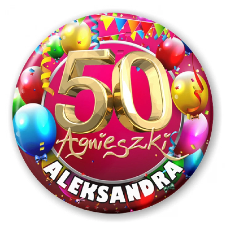 przypinkaUrodziny 50 imienne identyfikator