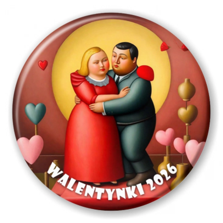 przypinka Walentynki w stylu Botero