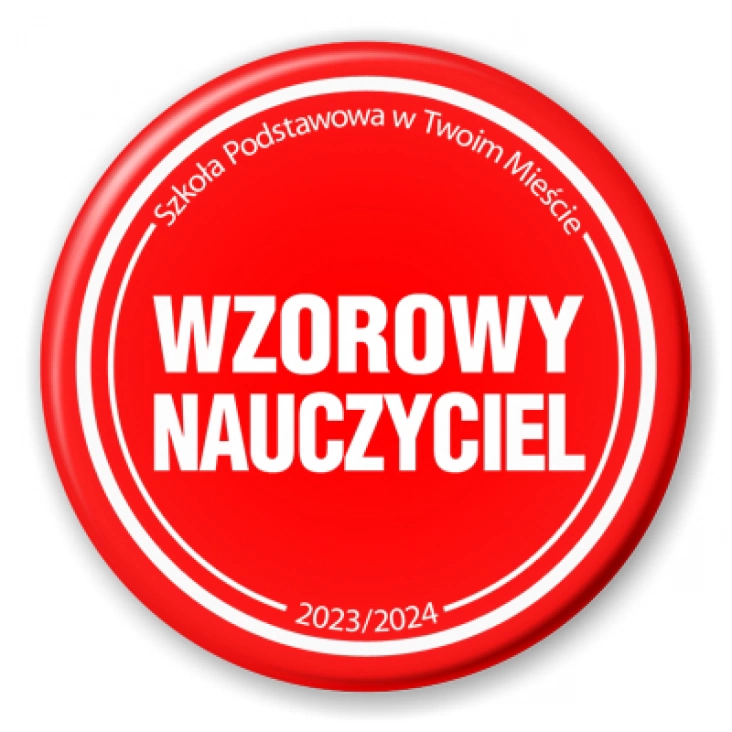 przypinka Wzorowy nauczyciel czerwone tło