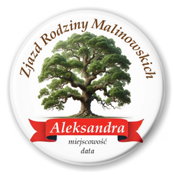 przypinka Zjazd rodziny imienny z dębem