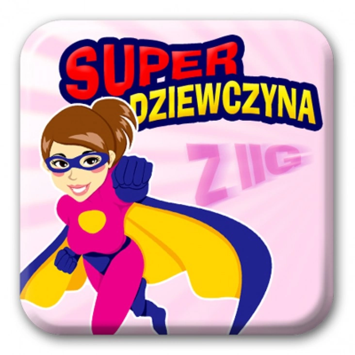 przypinka kwadrat Super Dziewczyna z IIG