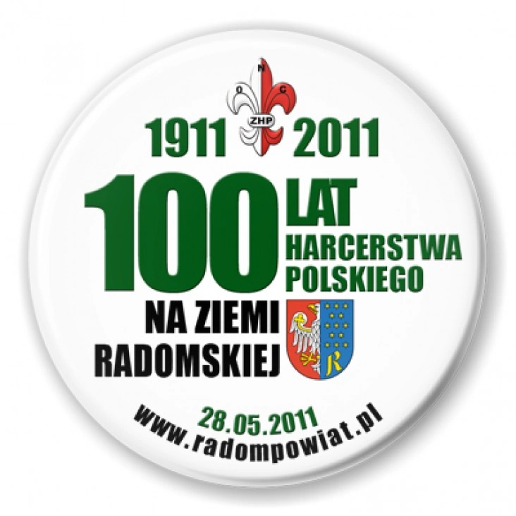 przypinka 100 lat ZHP na ziemi radomskiej