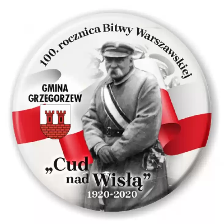 przypinka 100. rocznica Bitwy Warszawskiej w Gminie Grzegorzew