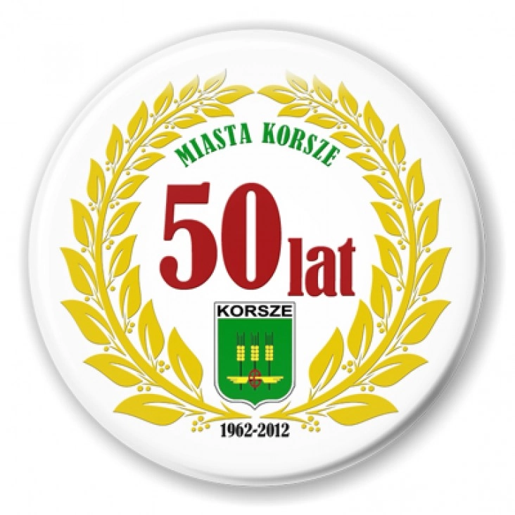 przypinka 50 lat miasta Korsze