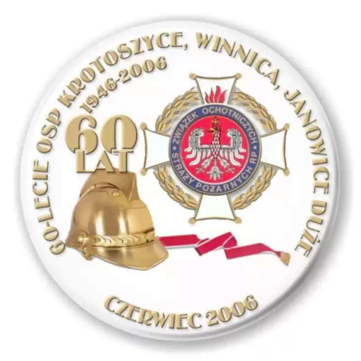 przypinka 60-lecie OSP Krotoszyce, Winnica, Janowice Duże