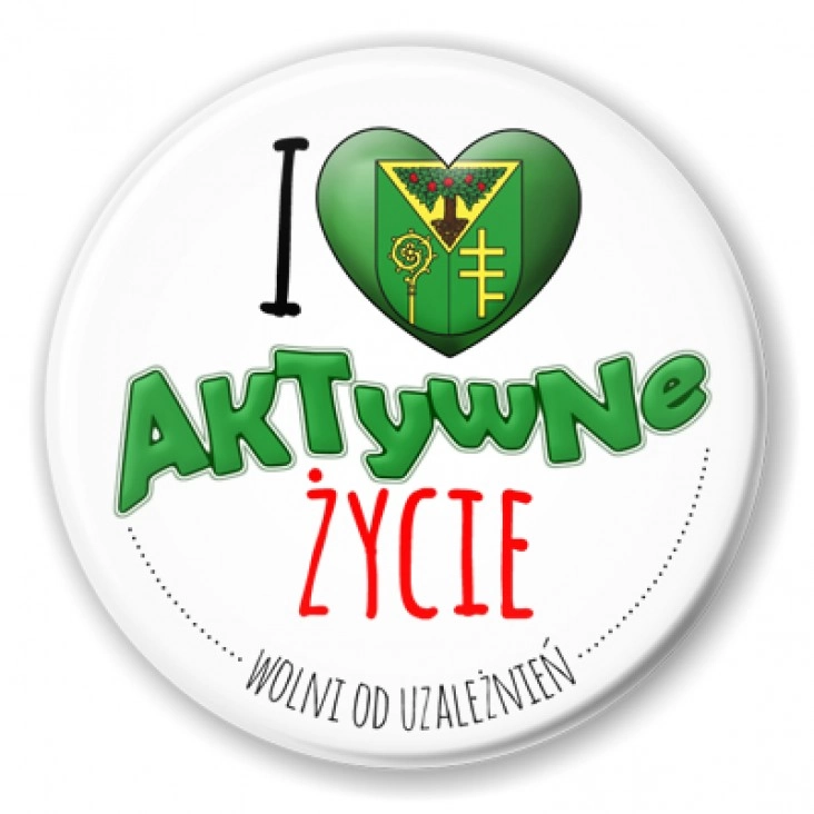 przypinka I love aktywne życie