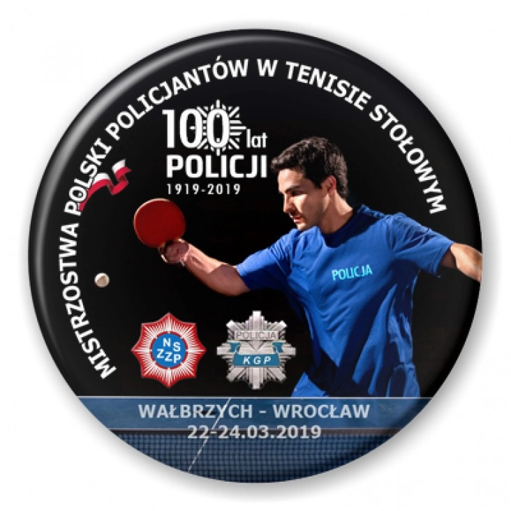 przypinka IV Mistrzostwa w Tenisie Stołowym Policjantów