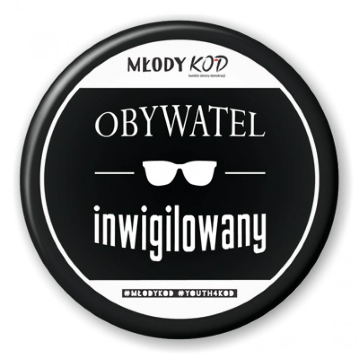 przypinka KOD - Obywatel inwigilowany
