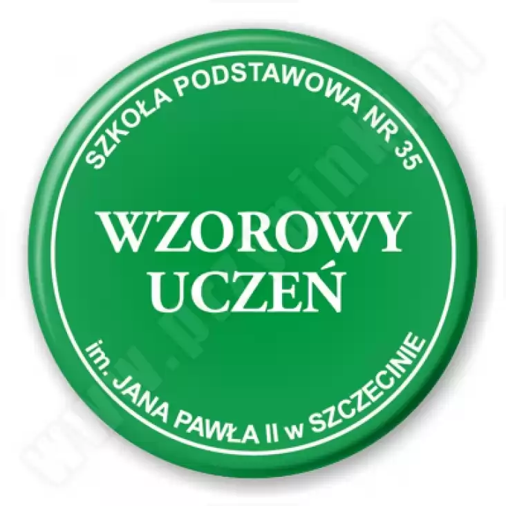 przypinka Wzorowy Uczeń SP35 Szczecin - zielony