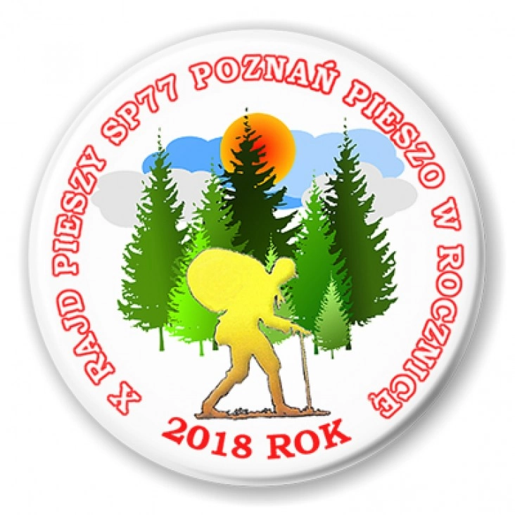 przypinka X Rajd Pieszy SP 77 Poznań - 2018